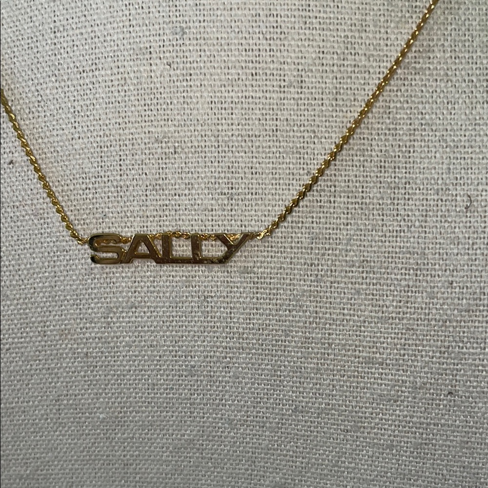 Vintage “Sally” Gold Tone Name Necklace - Picture 2 of 4